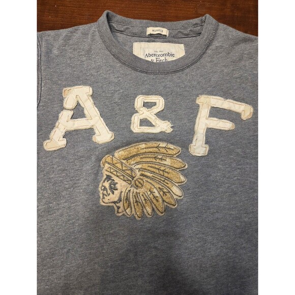 Vintage Abercrombie & Fitch Muscle T-Shirt Men's Medium Grey Y2k 90s - Picture 2 of 5
